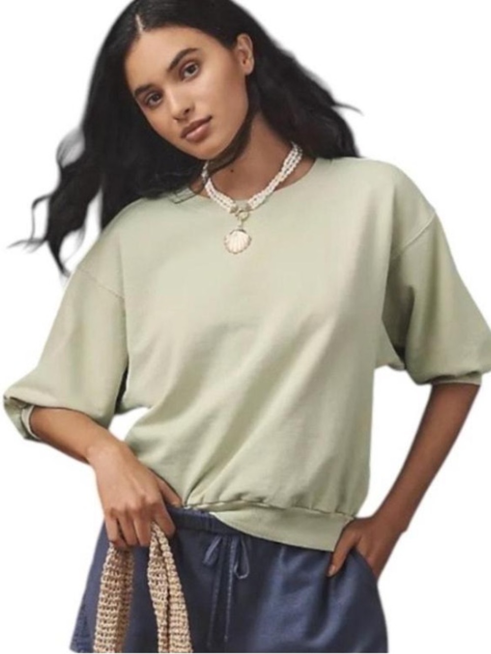 Anthropologie Pilcro Mint Green Cropped The
Nikki Bubble Sweatshirt Size XS